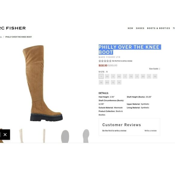 ❤️Marc Fisher LTD Over the Knee Faux Suede Boots Lug Sole Platform Western 8.5 - Picture 7 of 13